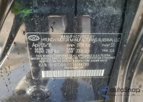 2018 Hyundai Elantra Sel from USA, damaged, VIN 5NPD84LF0JH344790